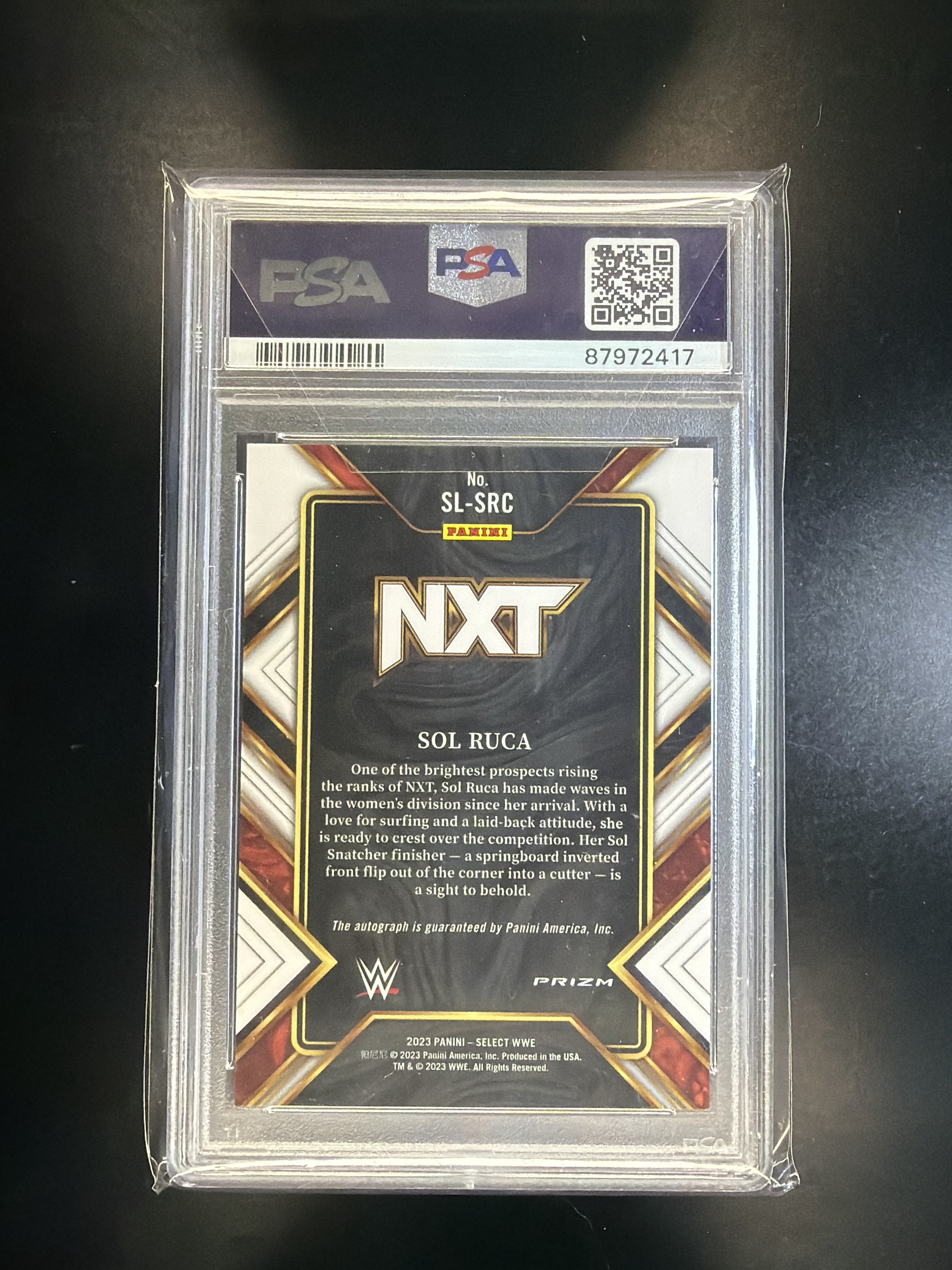 2023 Panini Select WWE #SL-SRC Sol Ruca Signature Selections Flash Prizms PSA 9