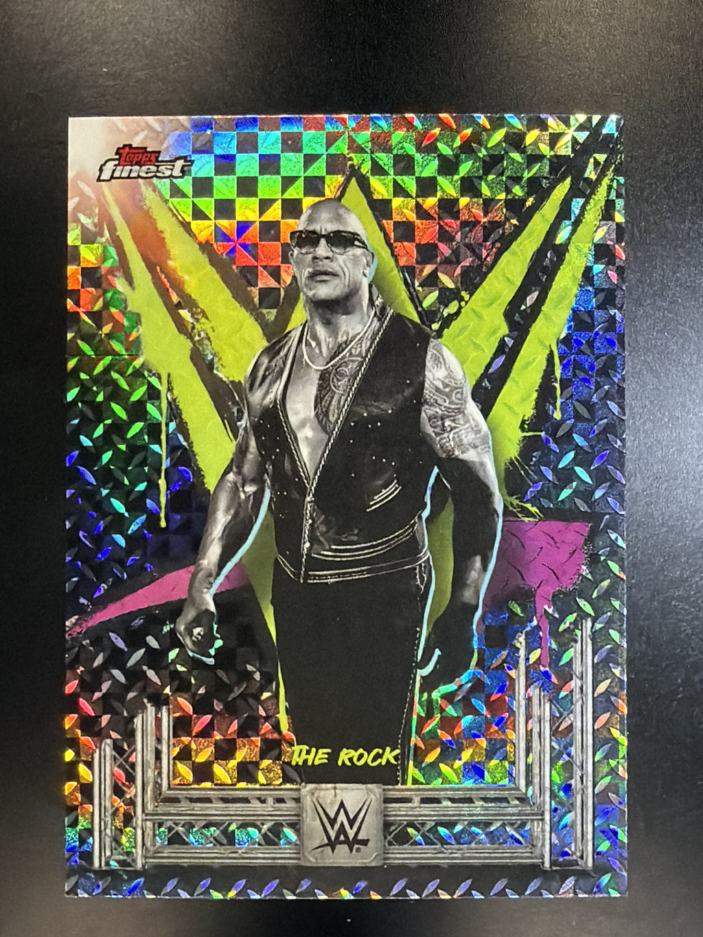 2025 Topps Finest WWE #100 The Rock Checkerboard