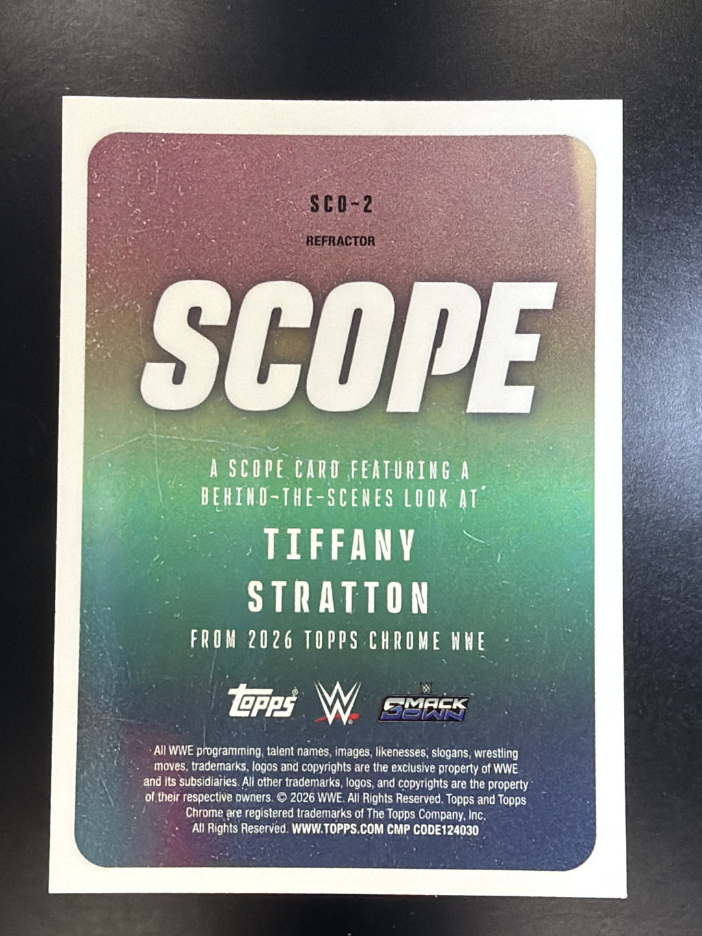 2026 Topps Chrome WWE #SCO-2 Tiffany Stratton Scope Refractor