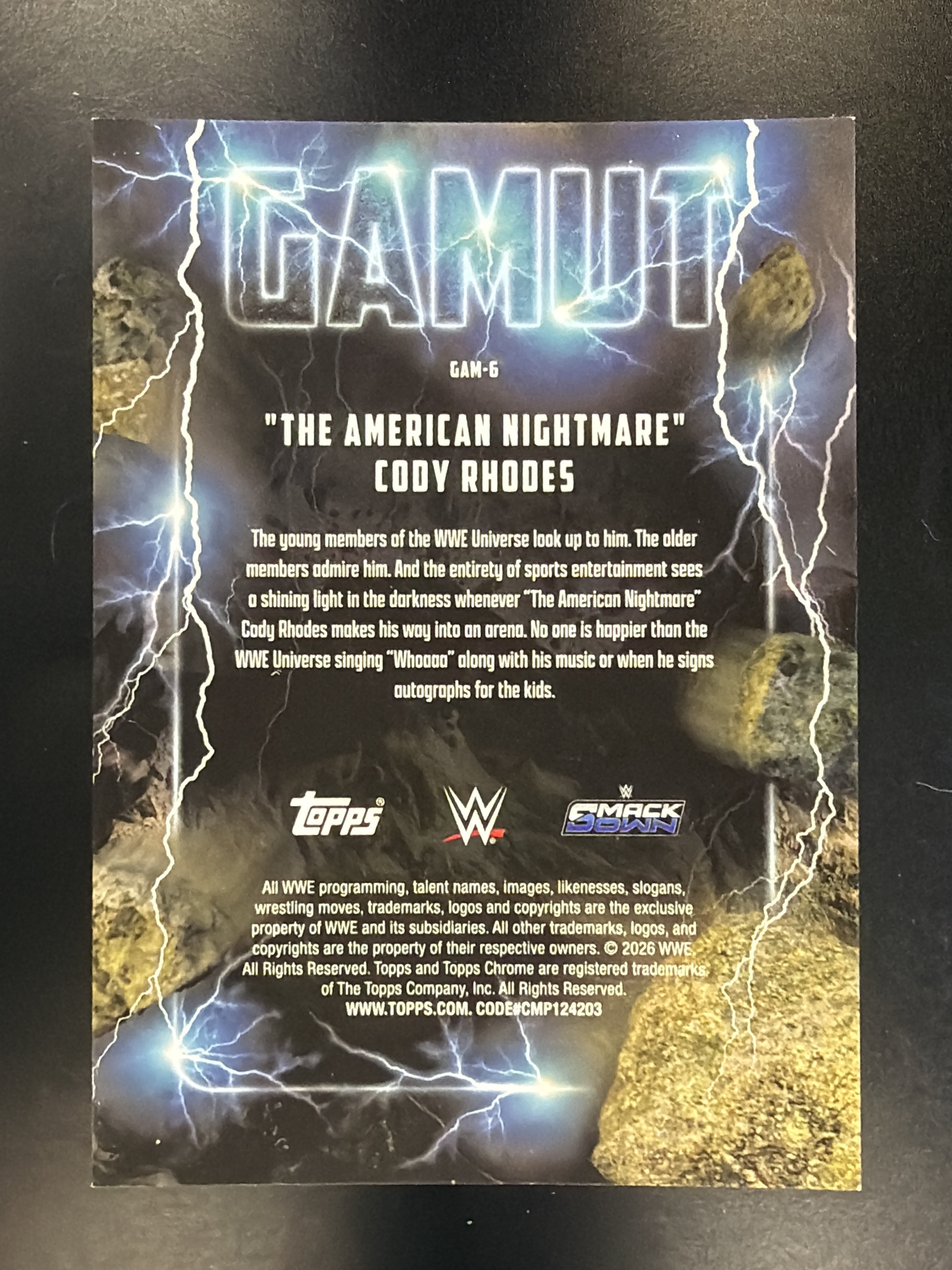 2026 Topps Chrome WWE #GAM-6 "The American Nightmare" Cody Rhodes Gamut
