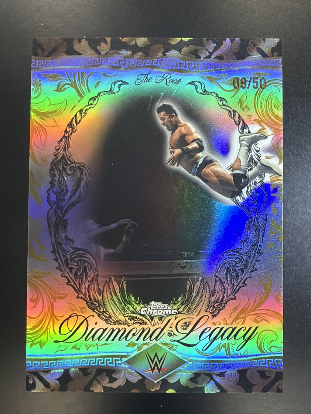 2026 Topps Chrome WWE #RDL-2 The Rock Diamond Legacy Gold Refractor #/50