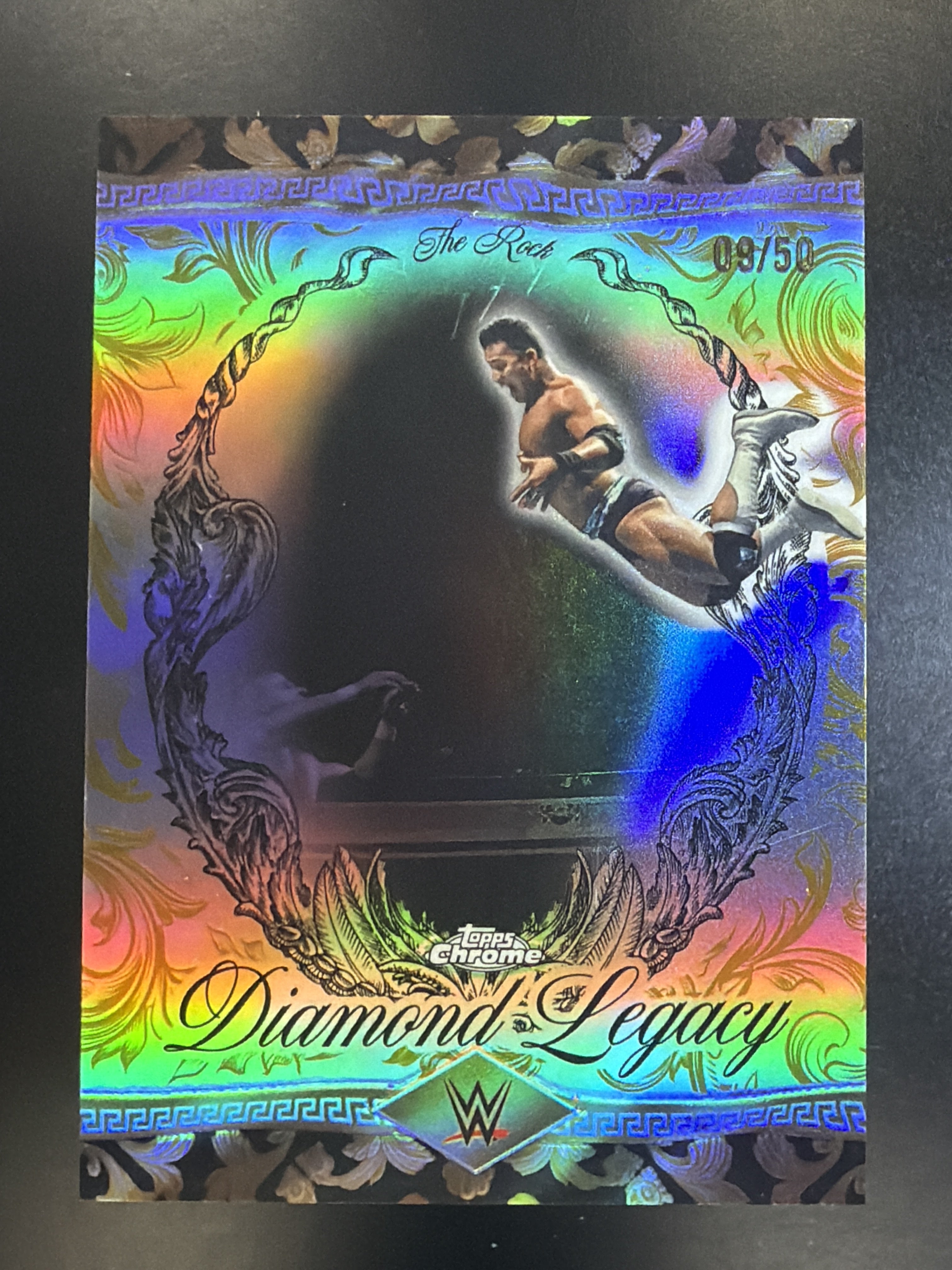 2026 Topps Chrome WWE #RDL-2 The Rock Diamond Legacy Gold Refractor #/50