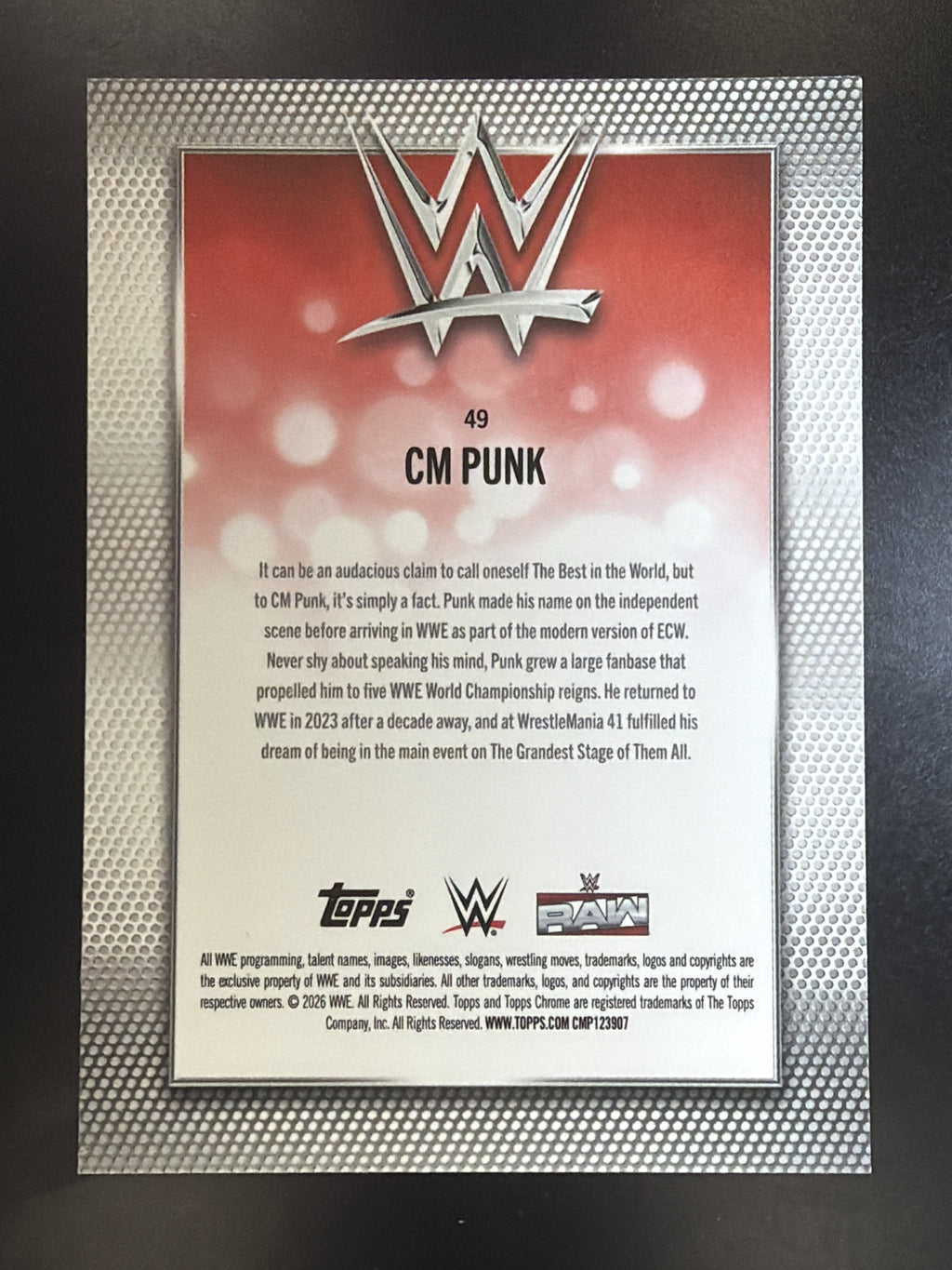 2026 Topps Chrome WWE #49 CM Punk Prism Refractor