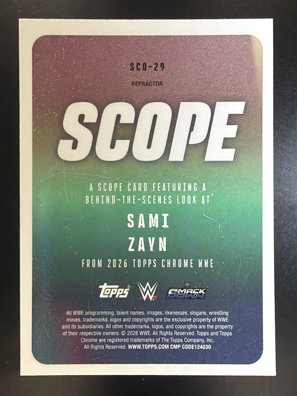 2026 Topps Chrome WWE #SCO-29 Sami Zayn Scope Refractor