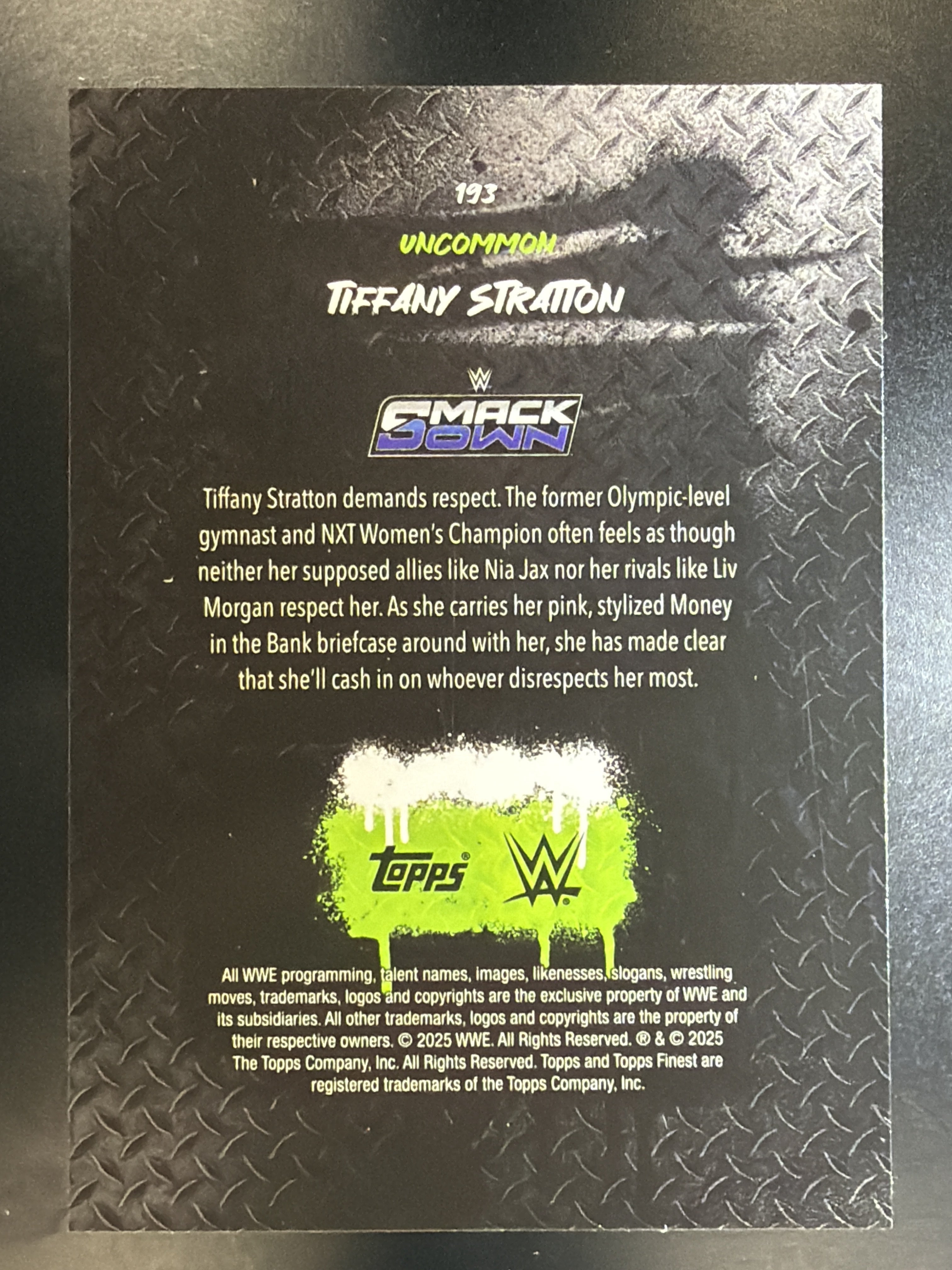 2025 Topps Finest WWE #193 Tiffany Stratton Checkerboard Uncommon