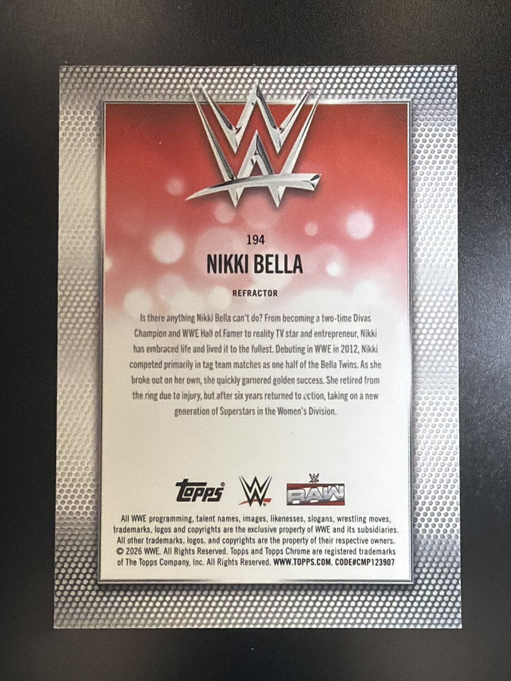 2026 Topps Chrome WWE #194 Nikki Bella Refractor
