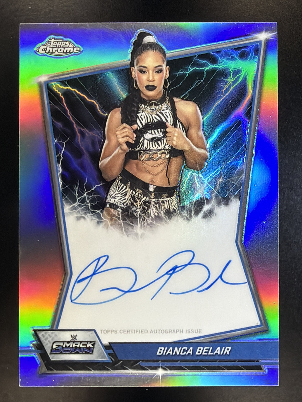 2026 Topps Chrome WWE #BBA-BIA Bianca Belair Blue Brand Autographs Refractor