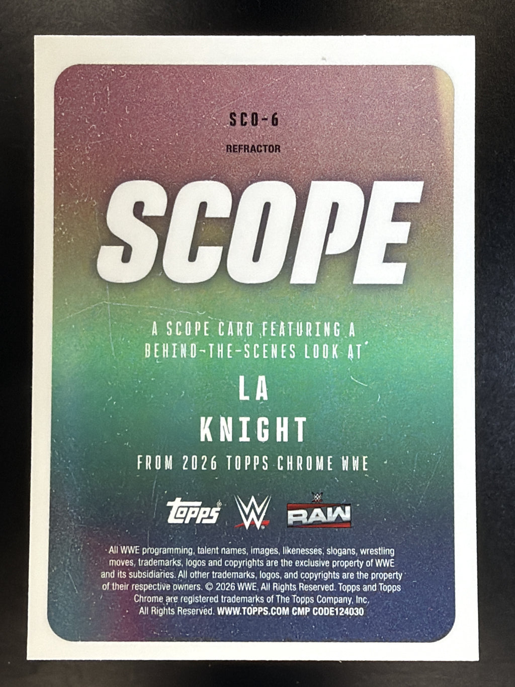2026 Topps Chrome WWE #SCO-6 LA Knight Scope Refractor