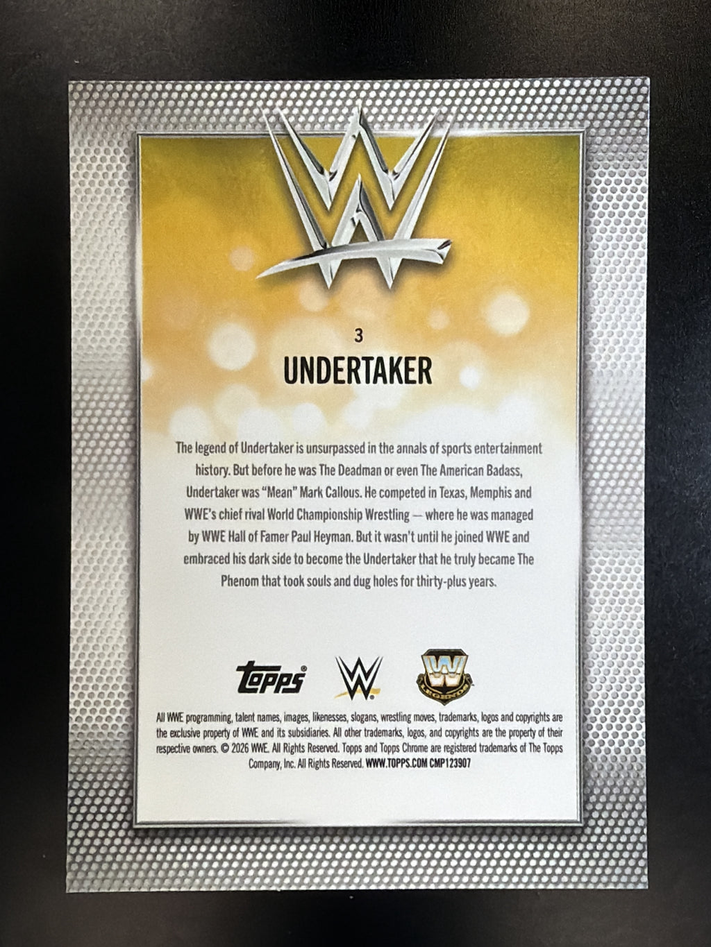 2026 Topps Chrome WWE #3 Undertaker Prism Refractor