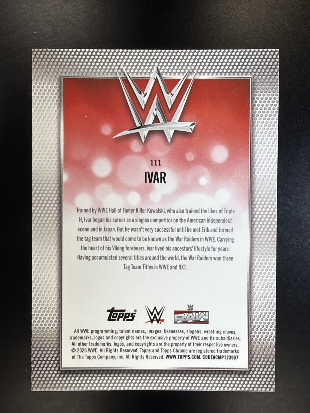 2026 Topps Chrome WWE #111 Ivar Negative Refractor