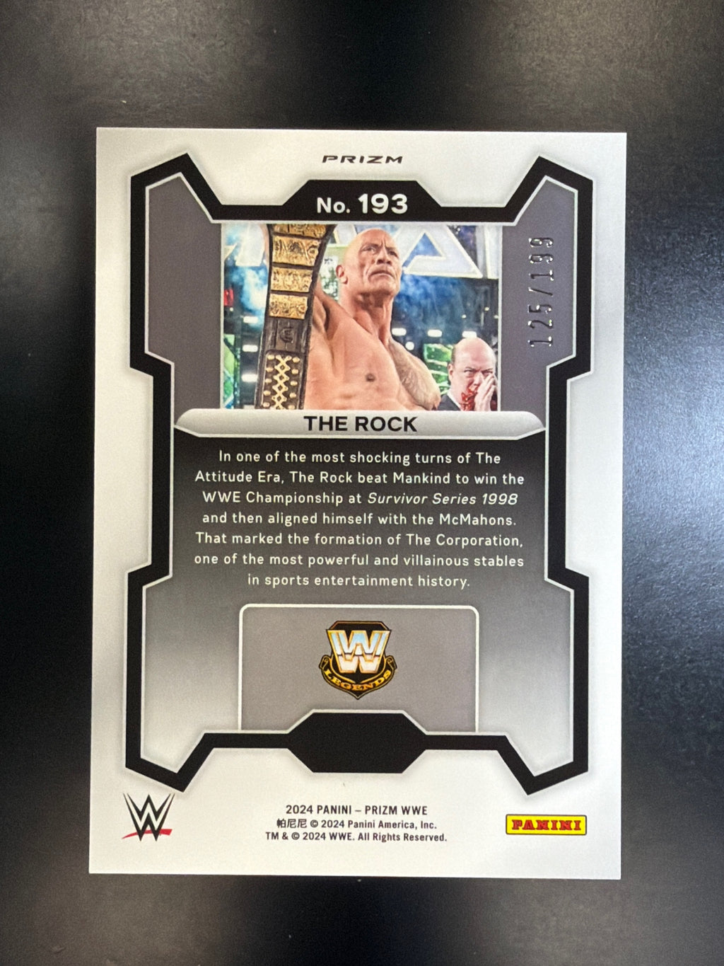 2024 Panini Prizm WWE #193 The Rock Blue Prizms #/199