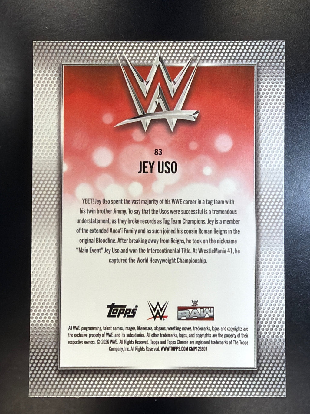 2026 Topps Chrome WWE #83 Jey Uso Negative Refractor