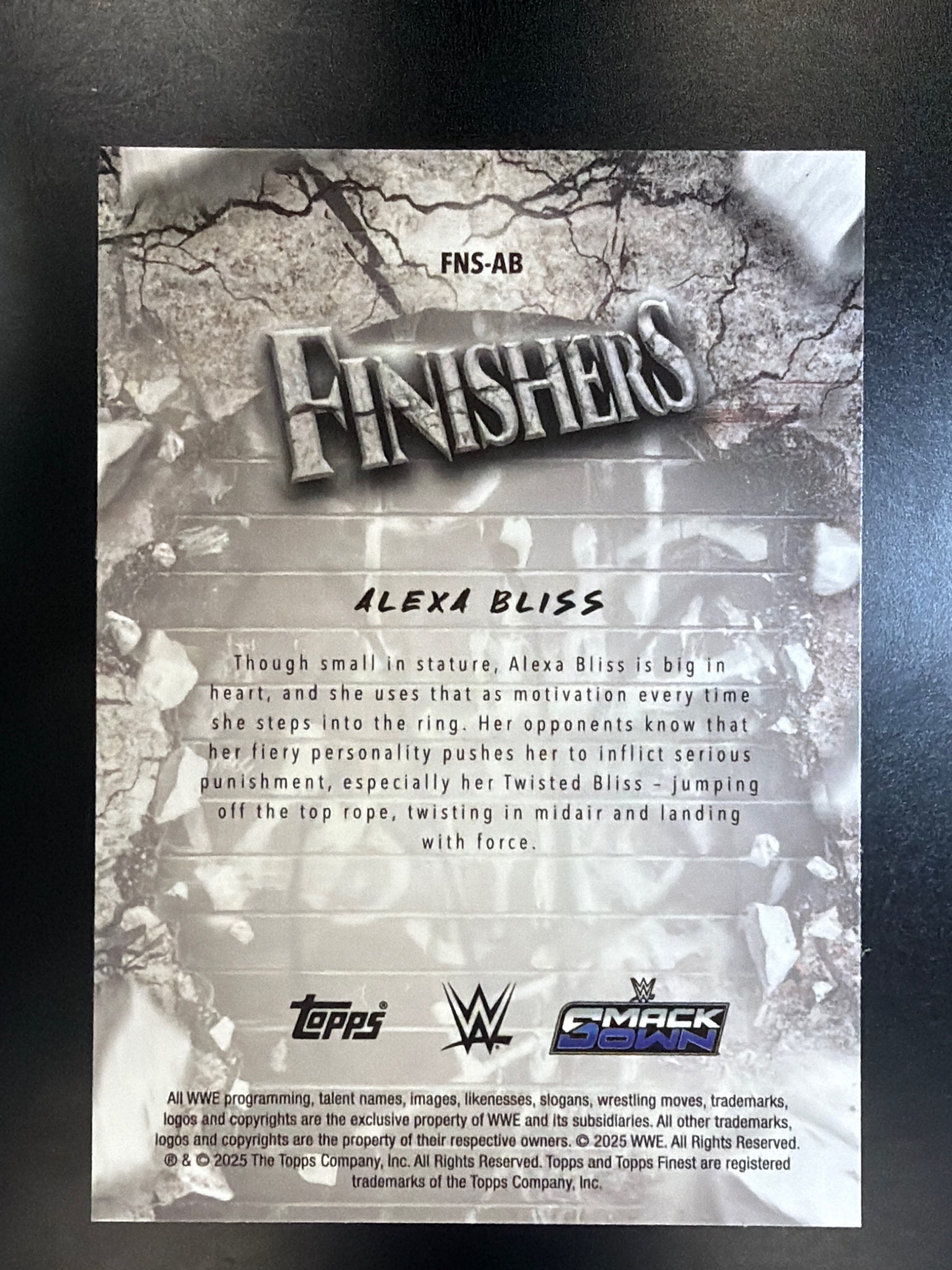 2025 Topps Finest WWE #FNS-AB Alexa Bliss Finishers Checkerboard