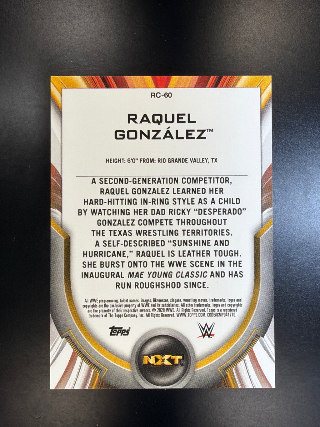 2020 Topps WWE Women's Division #RC-60 Raquel Gonzalez Roster Card
