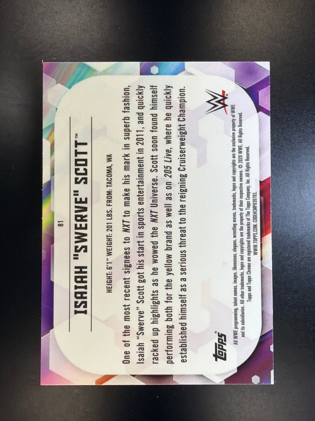2020 Topps Chrome WWE #81 Isaiah "Swerve" Scott
