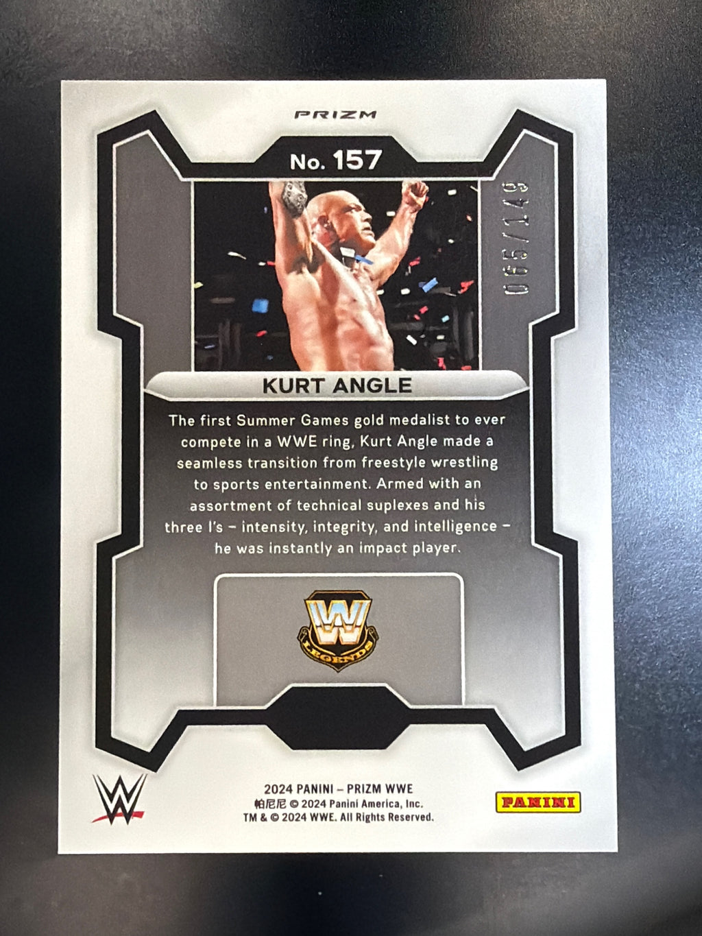 2024 Panini Prizm WWE #157 Kurt Angle Purple Prizms #/149