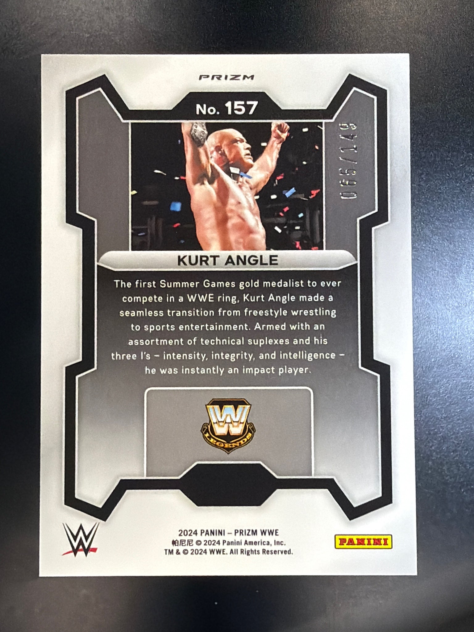 2024 Panini Prizm WWE #157 Kurt Angle Purple Prizms #/149