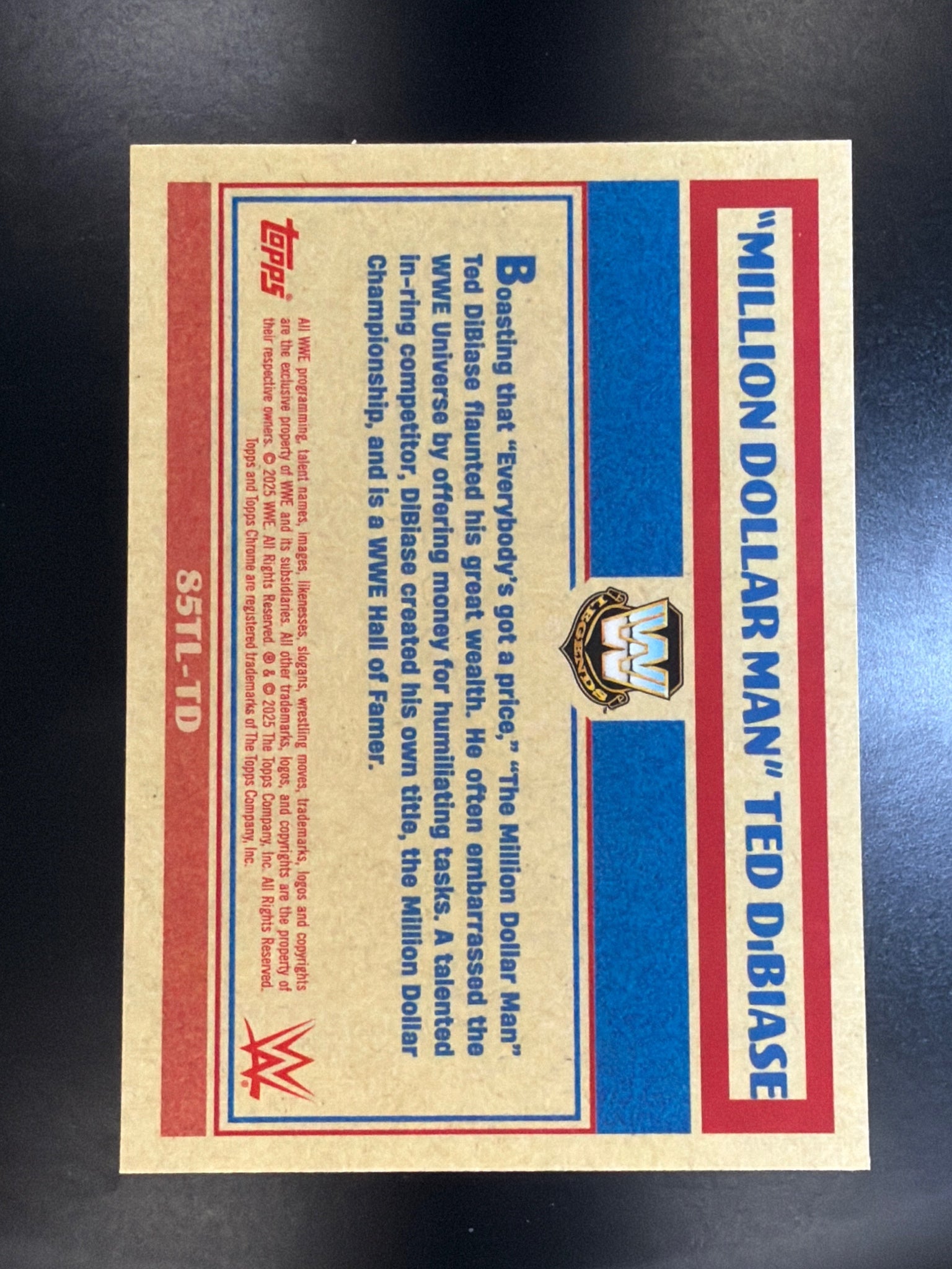 2025 Topps Chrome WWE #85TL-TD Million Dollar Man Ted DiBiase 1985 Topps Legends