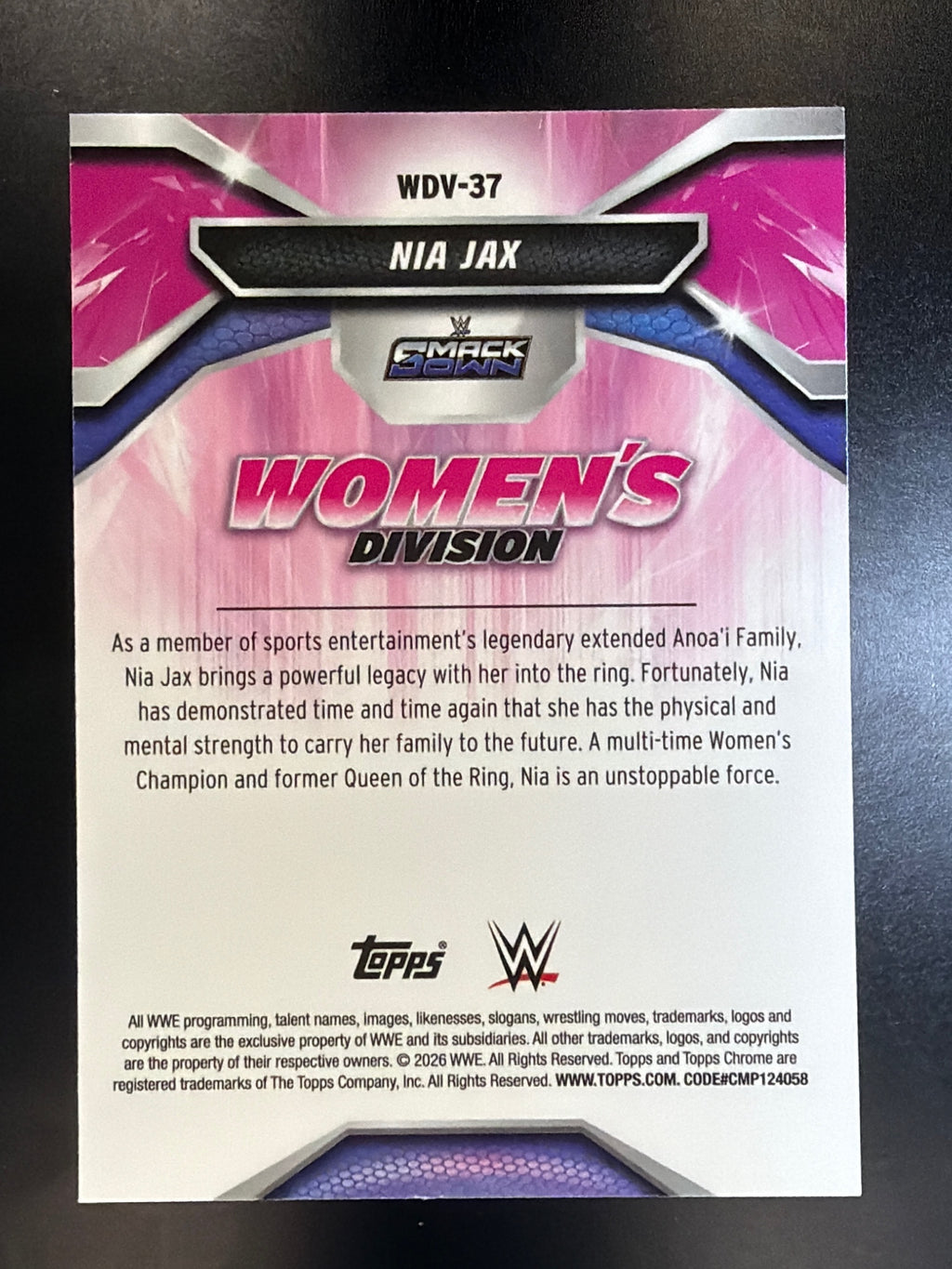 2026 Topps Chrome WWE #WDV-37 Nia Jax Women's Division Green Refractor #/99
