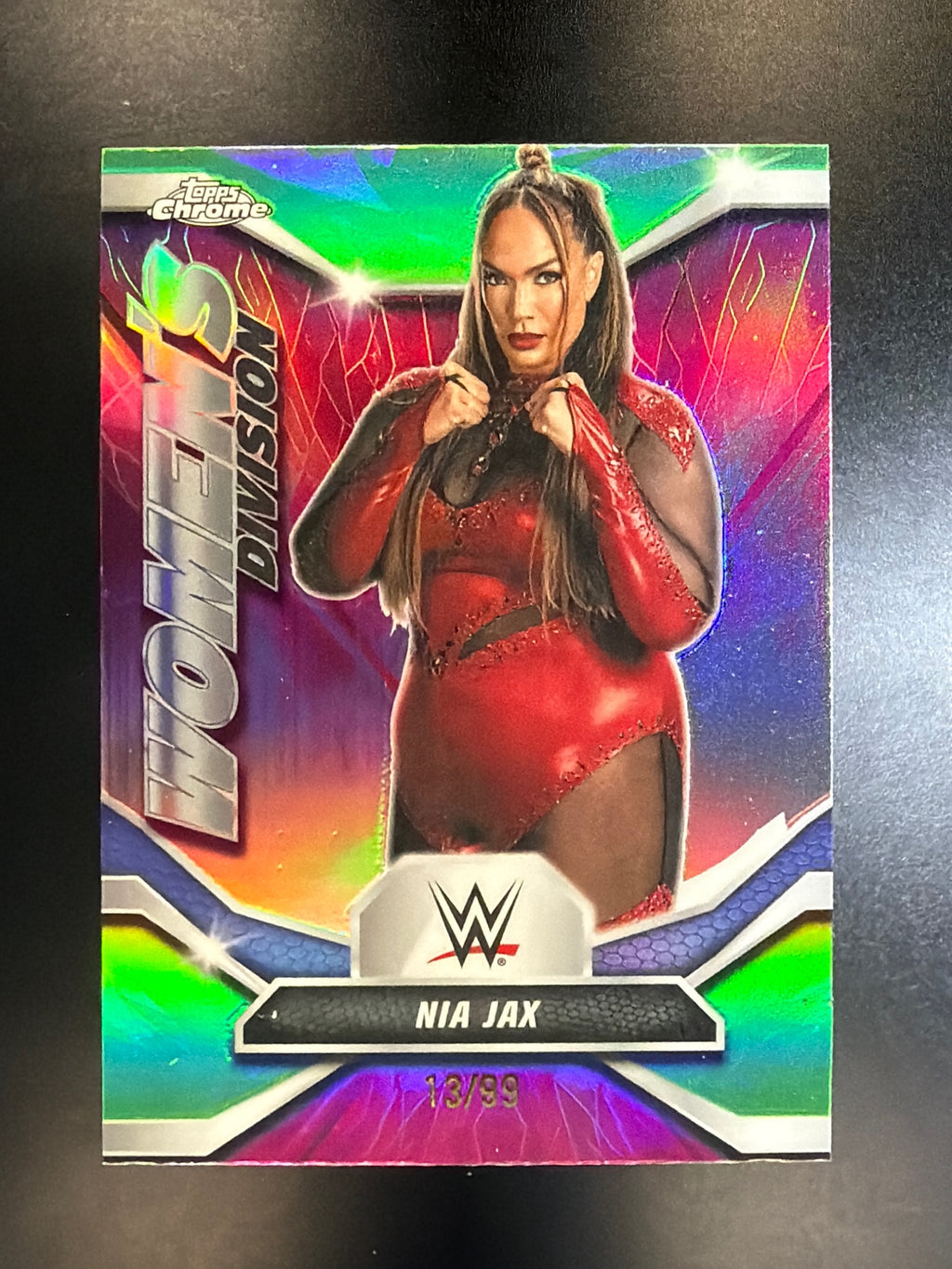 2026 Topps Chrome WWE #WDV-37 Nia Jax Women's Division Green Refractor #/99