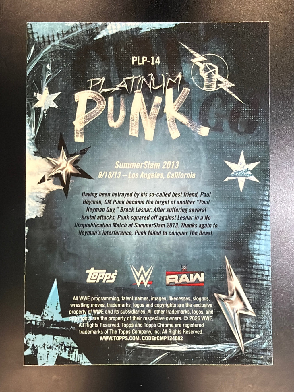 2026 Topps Chrome WWE #PLP-14 CM Punk Platinum Punk