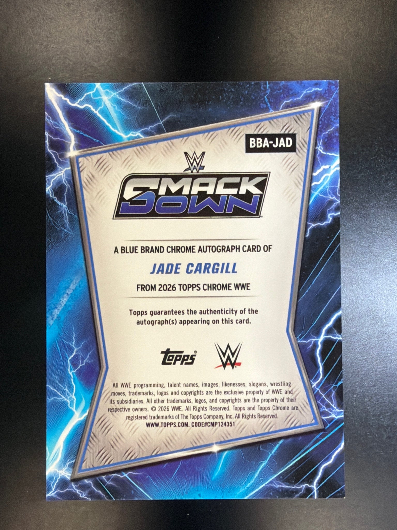 2026 Topps Chrome WWE #BBA-JAD Jade Cargill Blue Brand Autographs