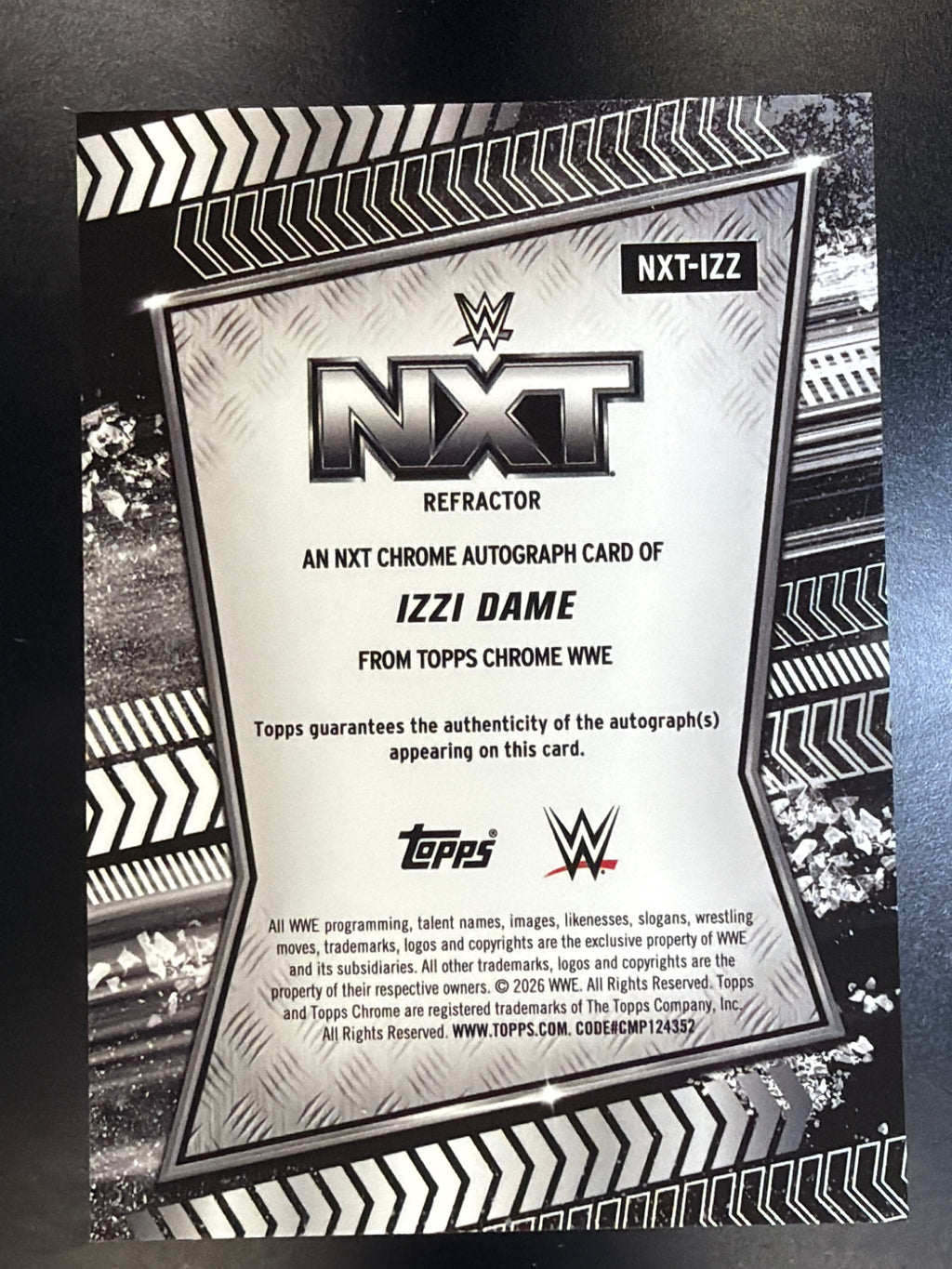 2026 Topps Chrome WWE #NXT-IZZ Izzi Dame NXT Autographs Refractor