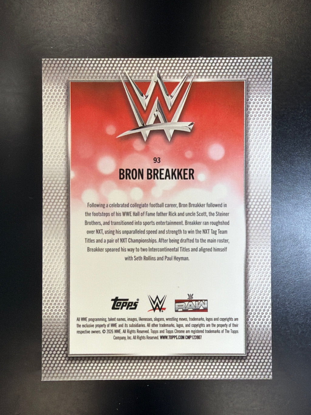 2026 Topps Chrome WWE #93 Bron Breakker Negative Refractor