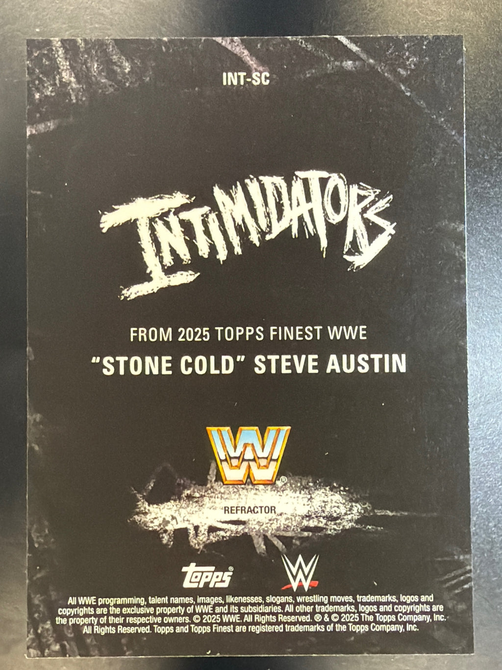 2025 Topps Finest WWE #INT-SC "Stone Cold" Steve Austin Intimidators Refractor