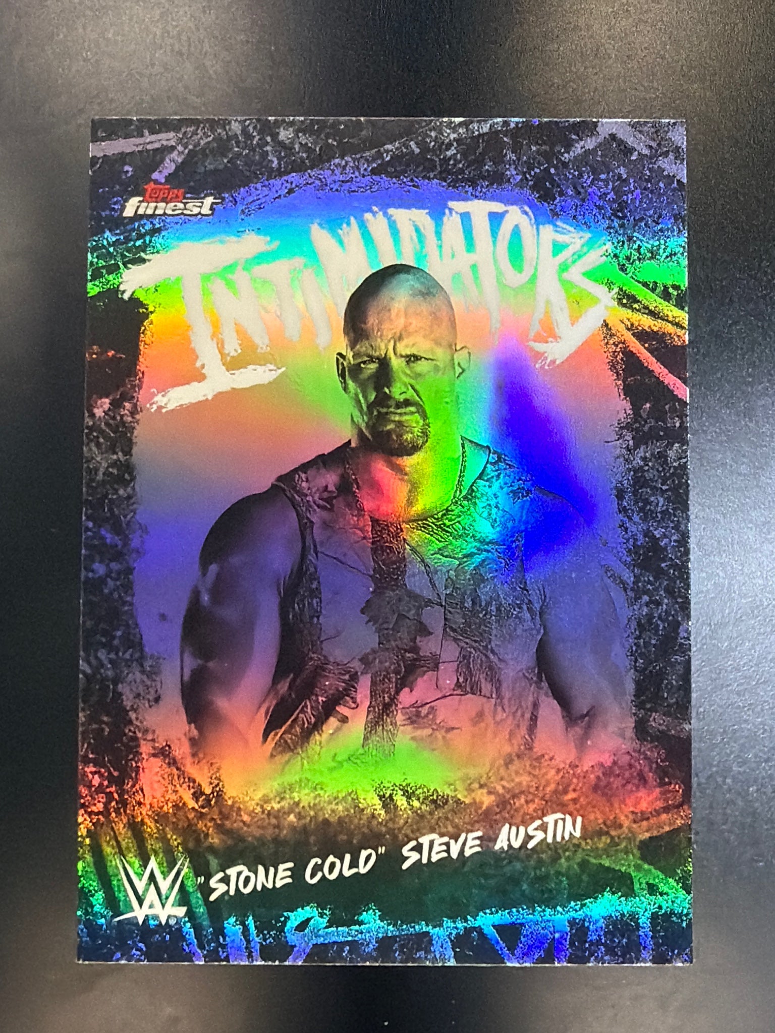 2025 Topps Finest WWE #INT-SC "Stone Cold" Steve Austin Intimidators Refractor