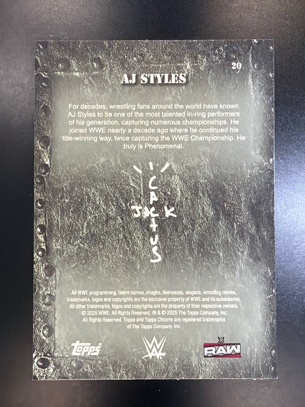 2025 Topps Chrome WWE x Cactus Jack #20 AJ Styles White