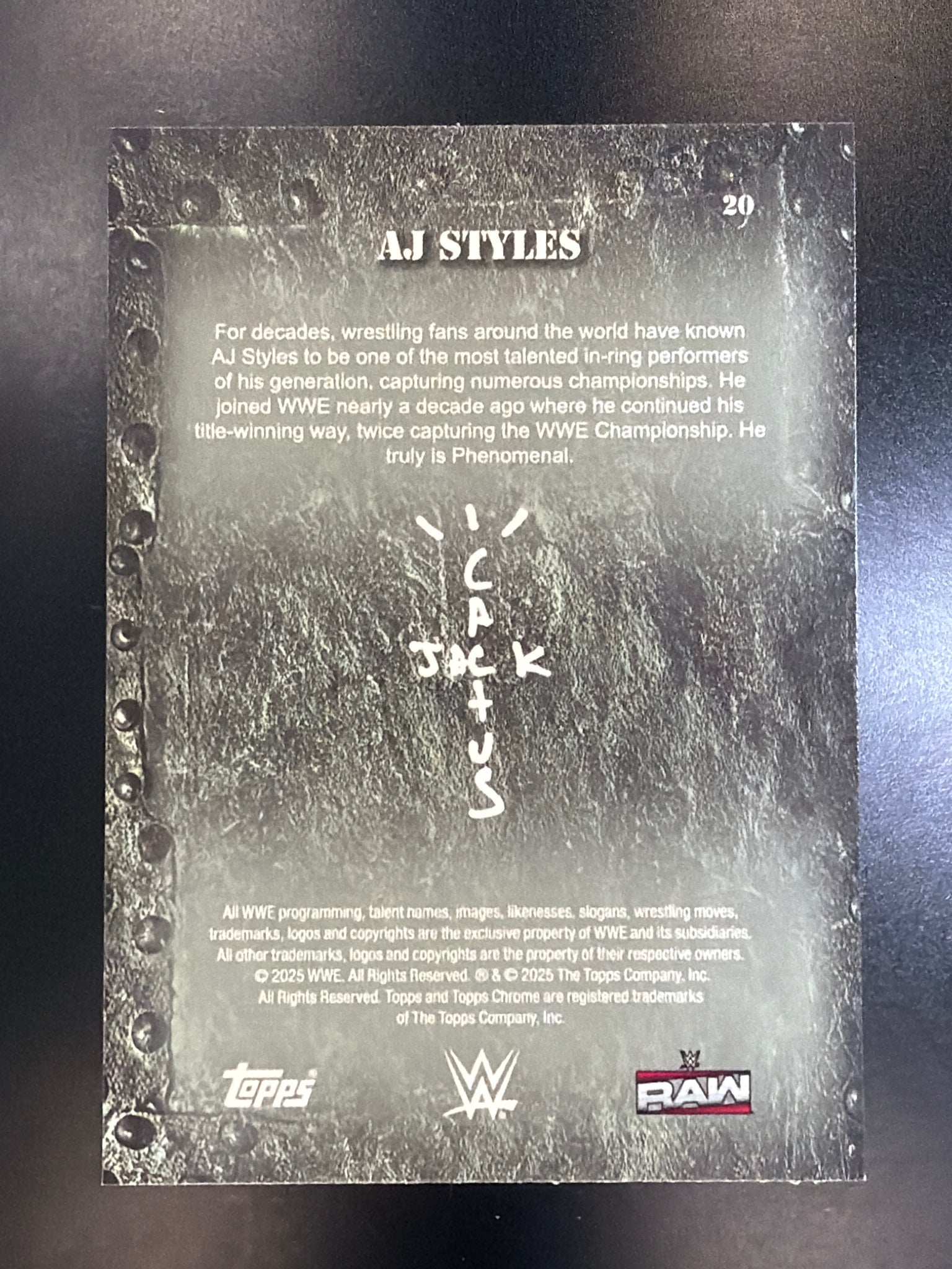2025 Topps Chrome WWE x Cactus Jack #20 AJ Styles White