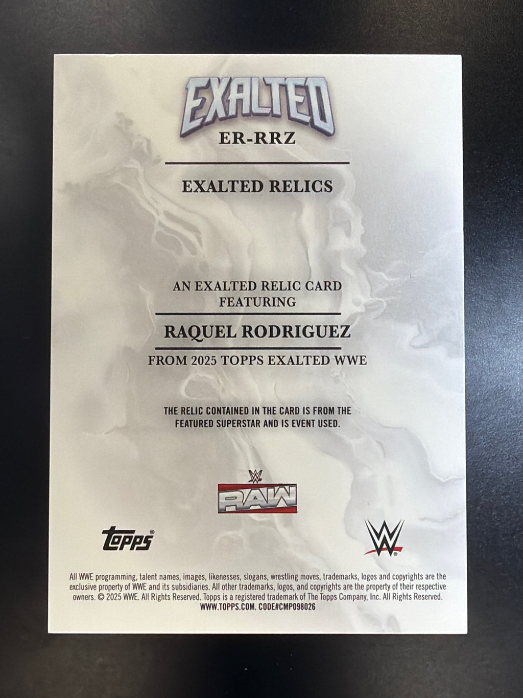 2025 Topps Exalted WWE #ER-RRZ Raquel Rodriguez Exalted Relics Green #/50