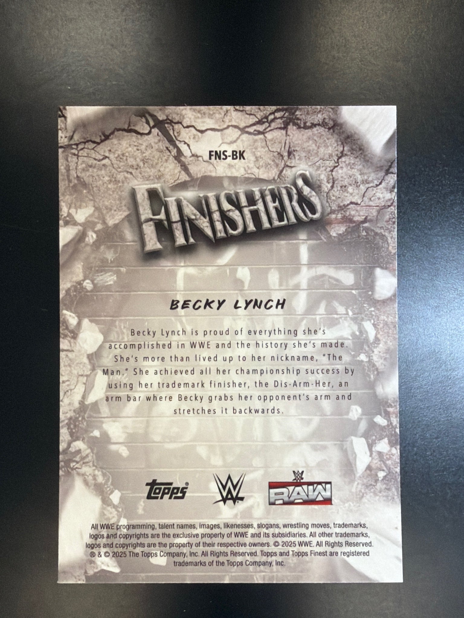 2025 Topps Finest WWE #FNS-BK Becky Lynch Finishers Checkerboard