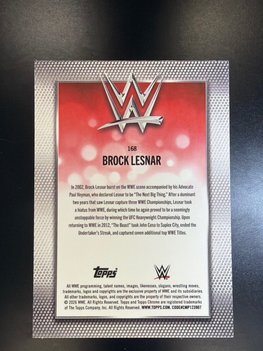 2026 Topps Chrome WWE #168 Brock Lesnar Teal Refractor #/299