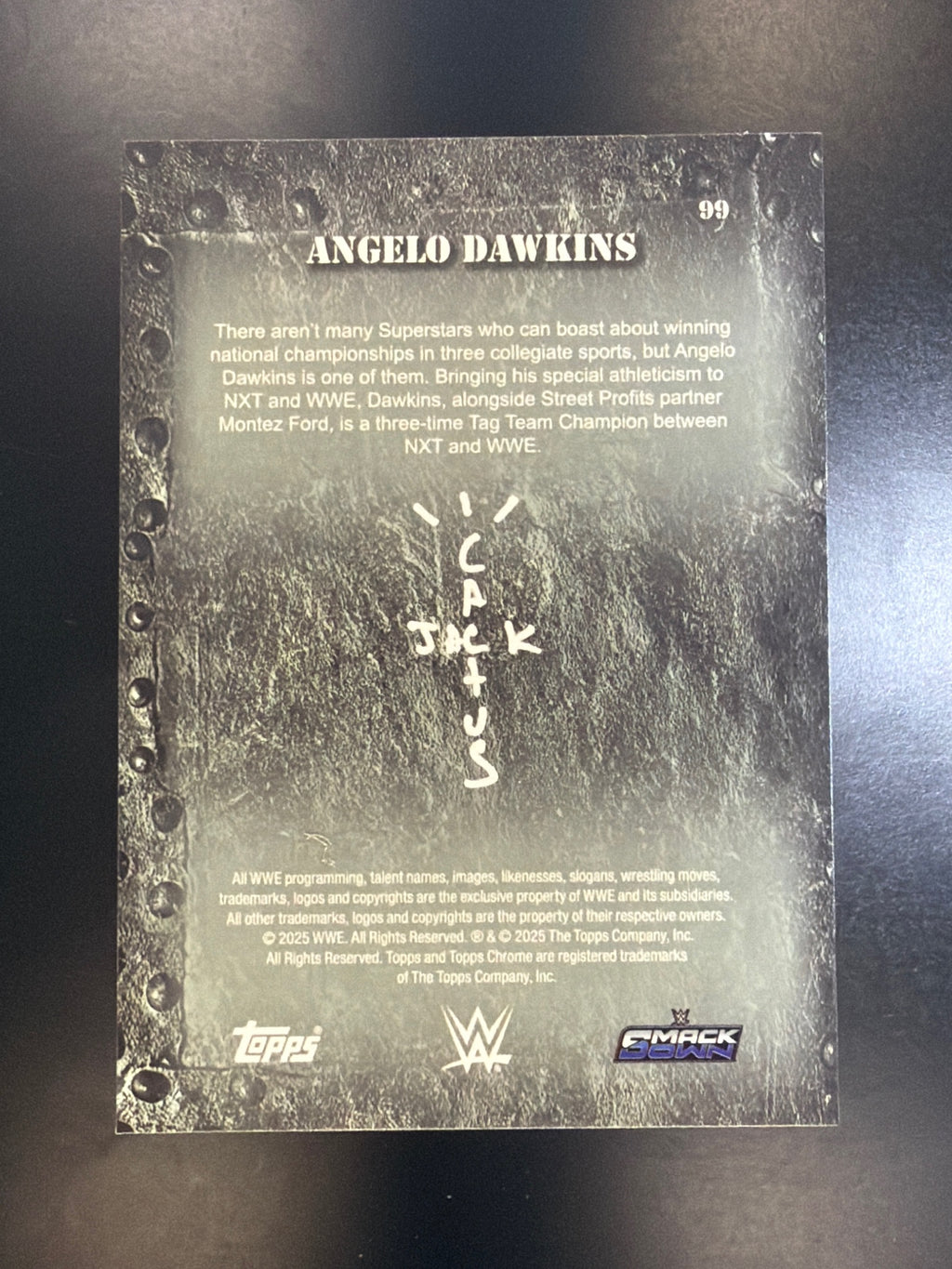 2025 Topps Chrome WWE x Cactus Jack #99 Angelo Dawkins Black & Yellow