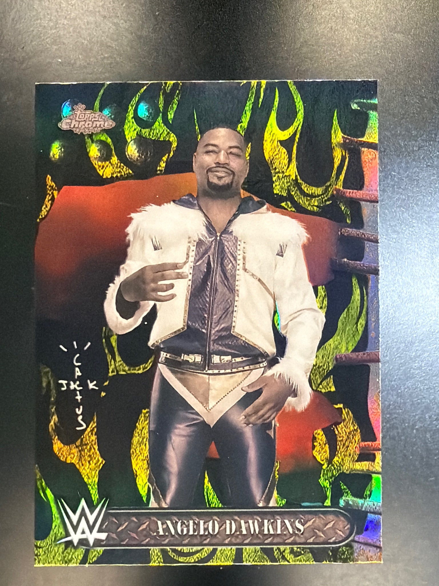 2025 Topps Chrome WWE x Cactus Jack #99 Angelo Dawkins Black & Yellow