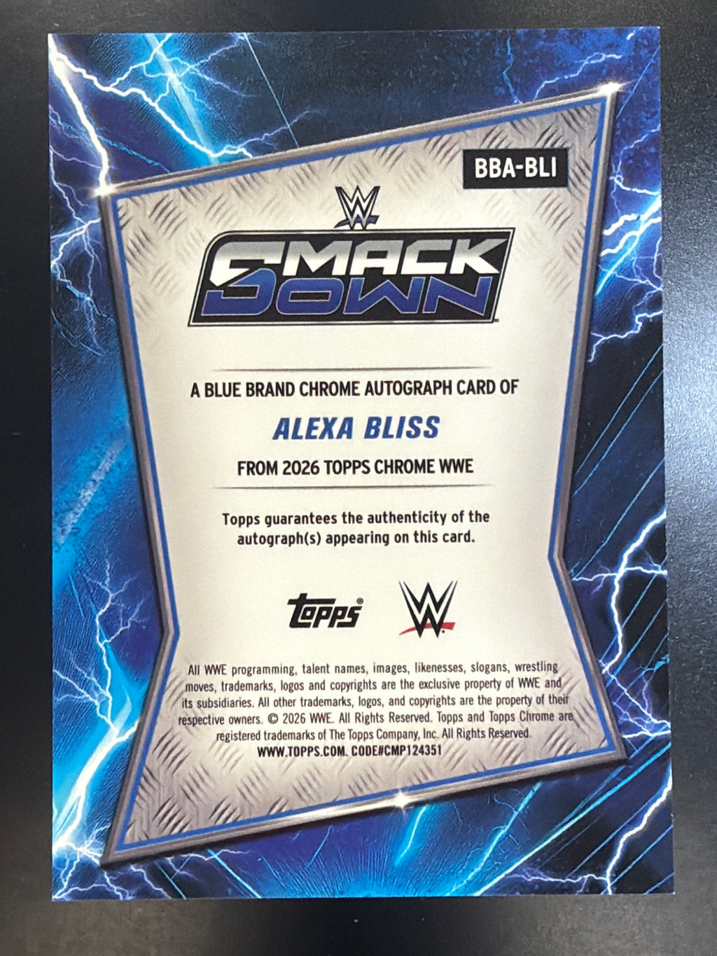 2026 Topps Chrome WWE #BBA-BLI Alexa Bliss Blue Brand Autograph Gold #/50