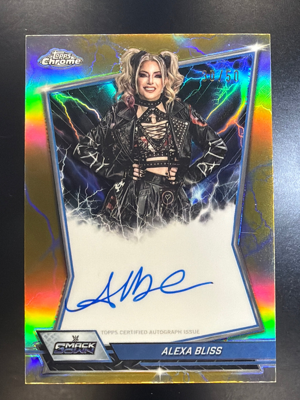 2026 Topps Chrome WWE #BBA-BLI Alexa Bliss Blue Brand Autograph Gold #/50