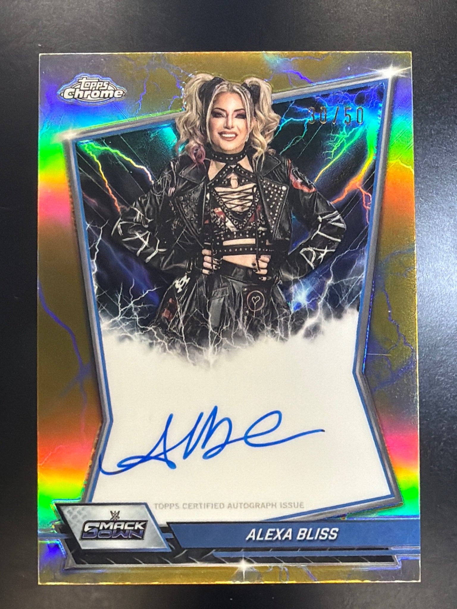 2026 Topps Chrome WWE #BBA-BLI Alexa Bliss Blue Brand Autograph Gold #/50