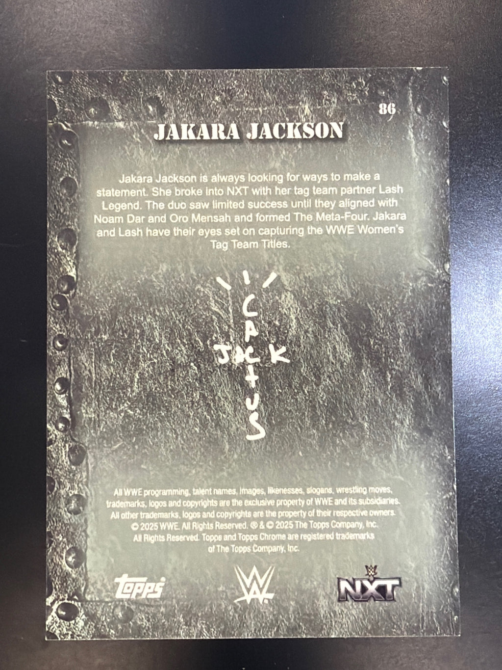 2025 Topps Chrome WWE x Cactus Jack #86 Jakara Jackson Red And Black