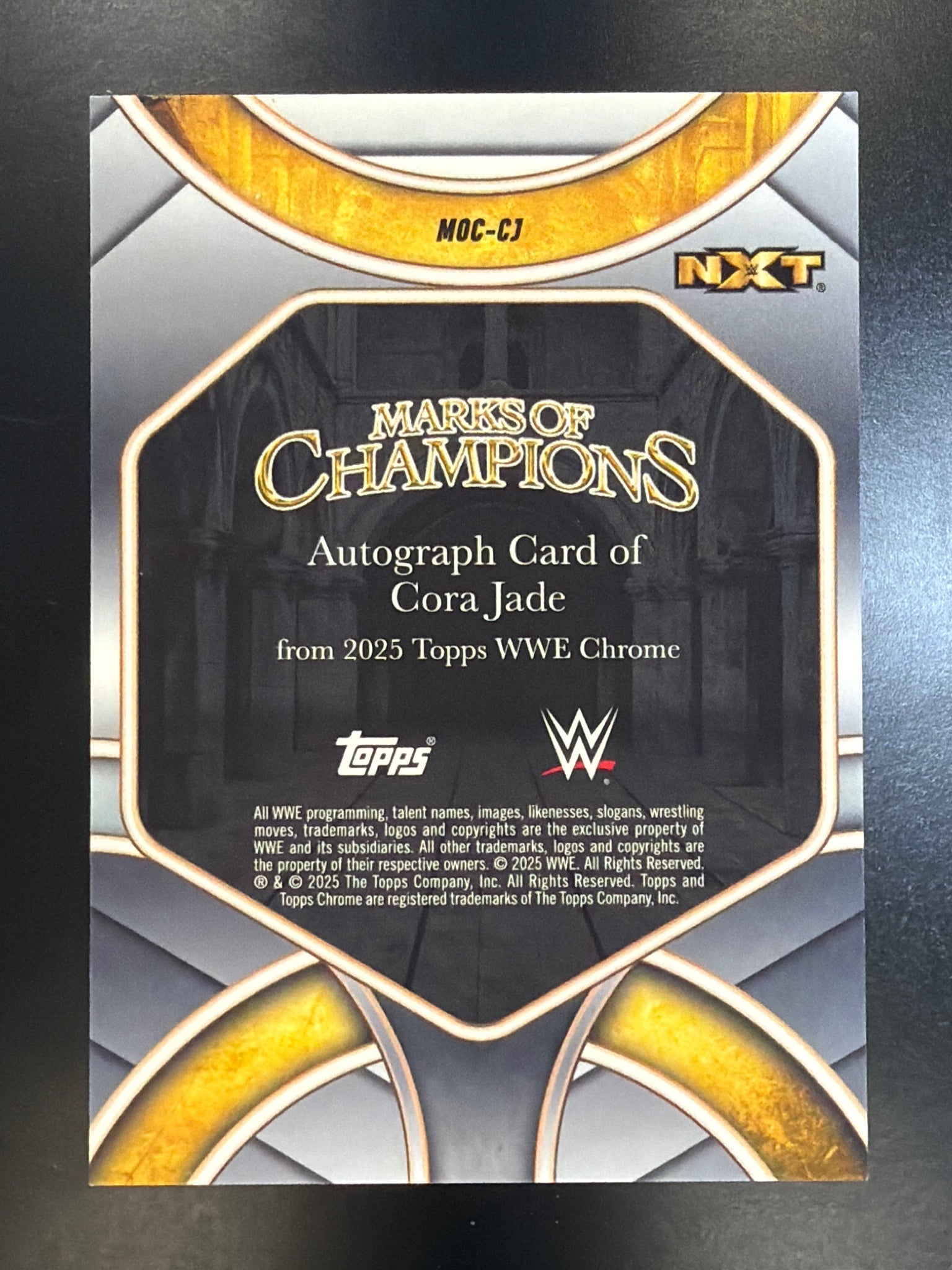 2025 Topps Chrome WWE #MOC-CJ Cora Jade Marks of Champions Autographs Blue #/150
