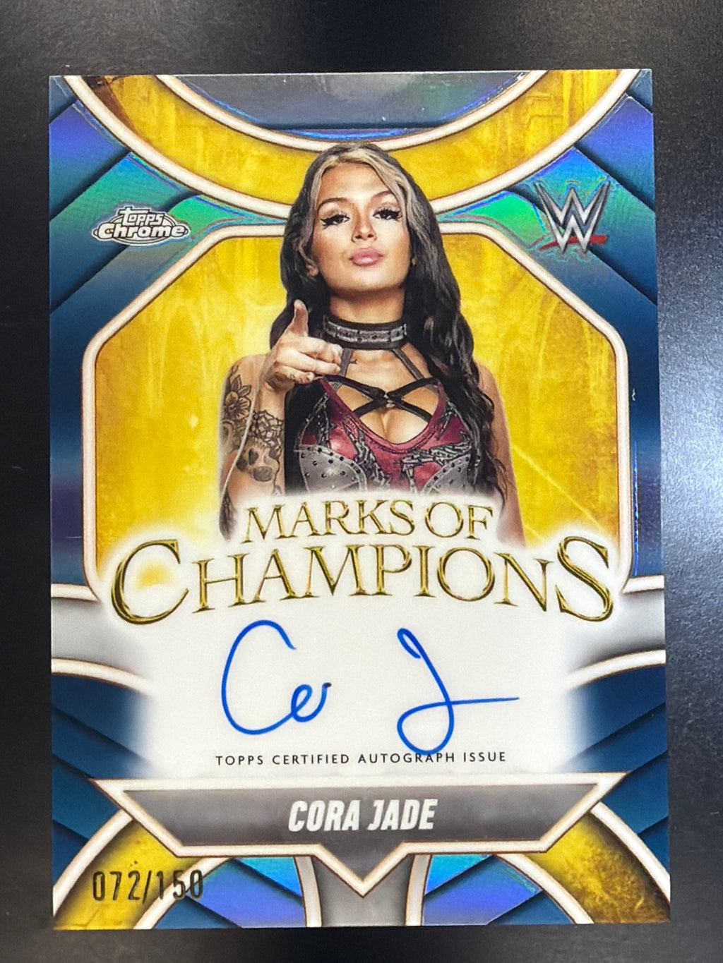 2025 Topps Chrome WWE #MOC-CJ Cora Jade Marks of Champions Autographs Blue #/150