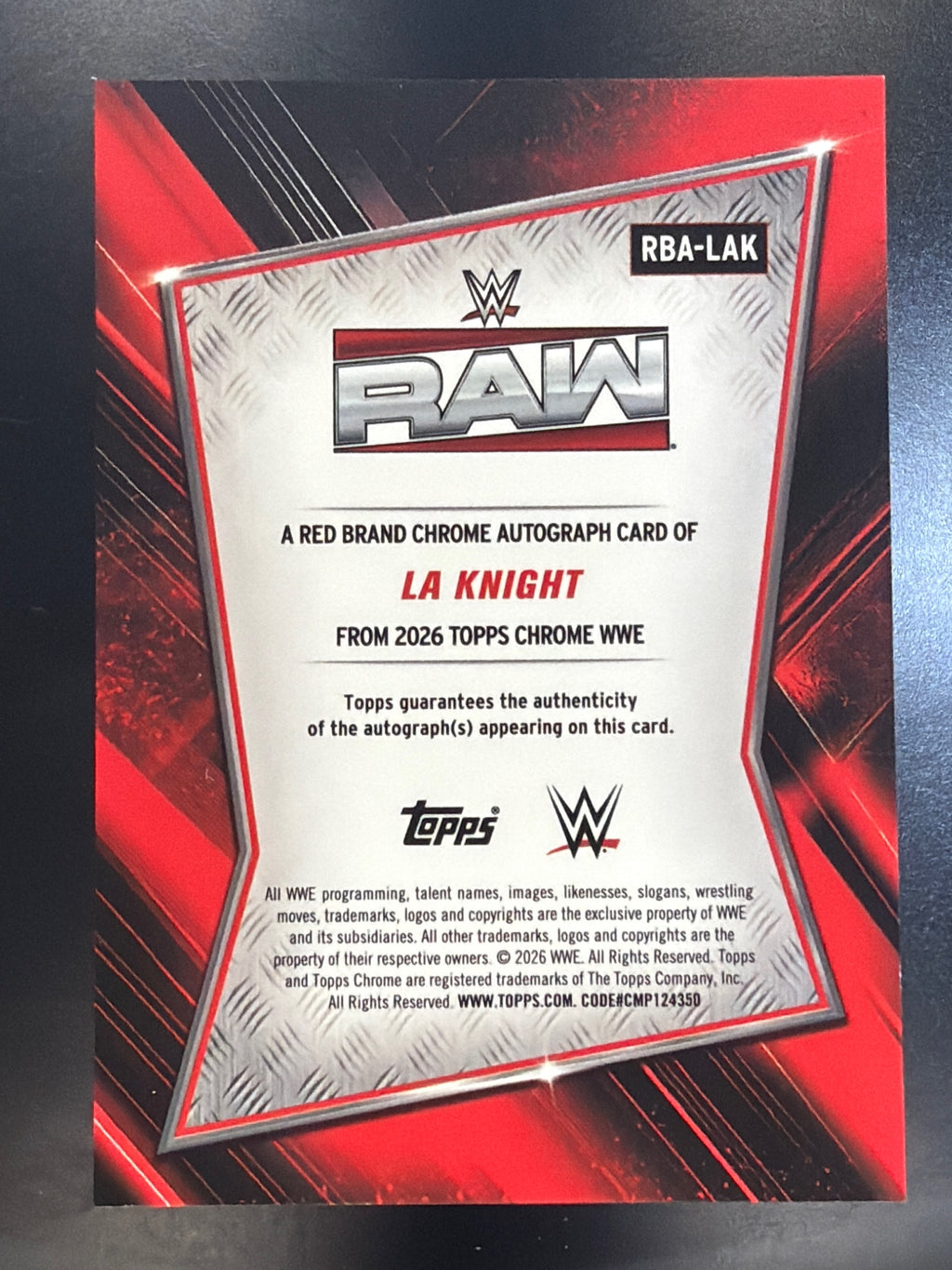 2026 Topps Chrome WWE #RBA-LAK LA Knight Red Brand Autographs