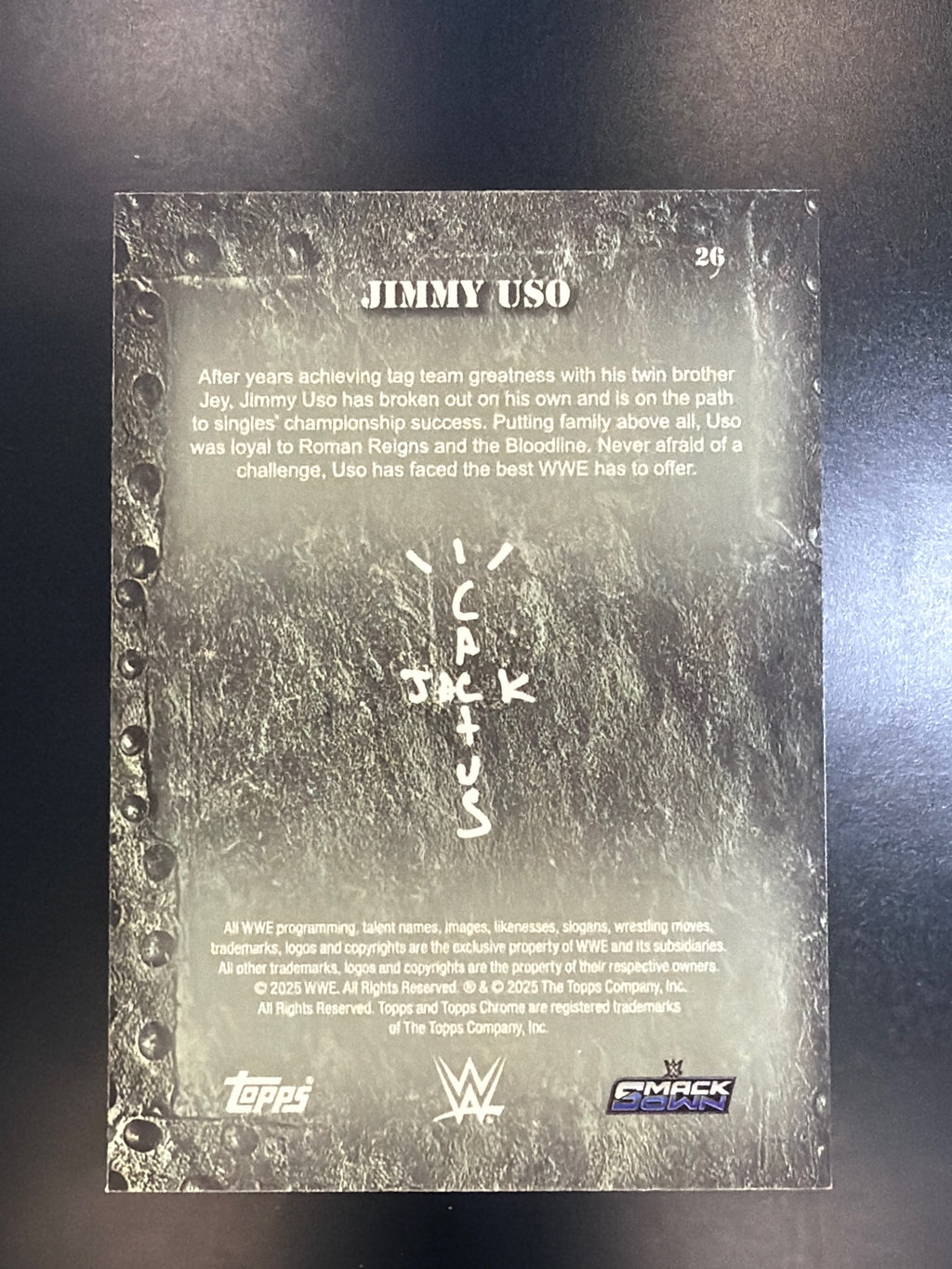 2025 Topps Chrome WWE x Cactus Jack #26 Jimmy Uso White Refractor