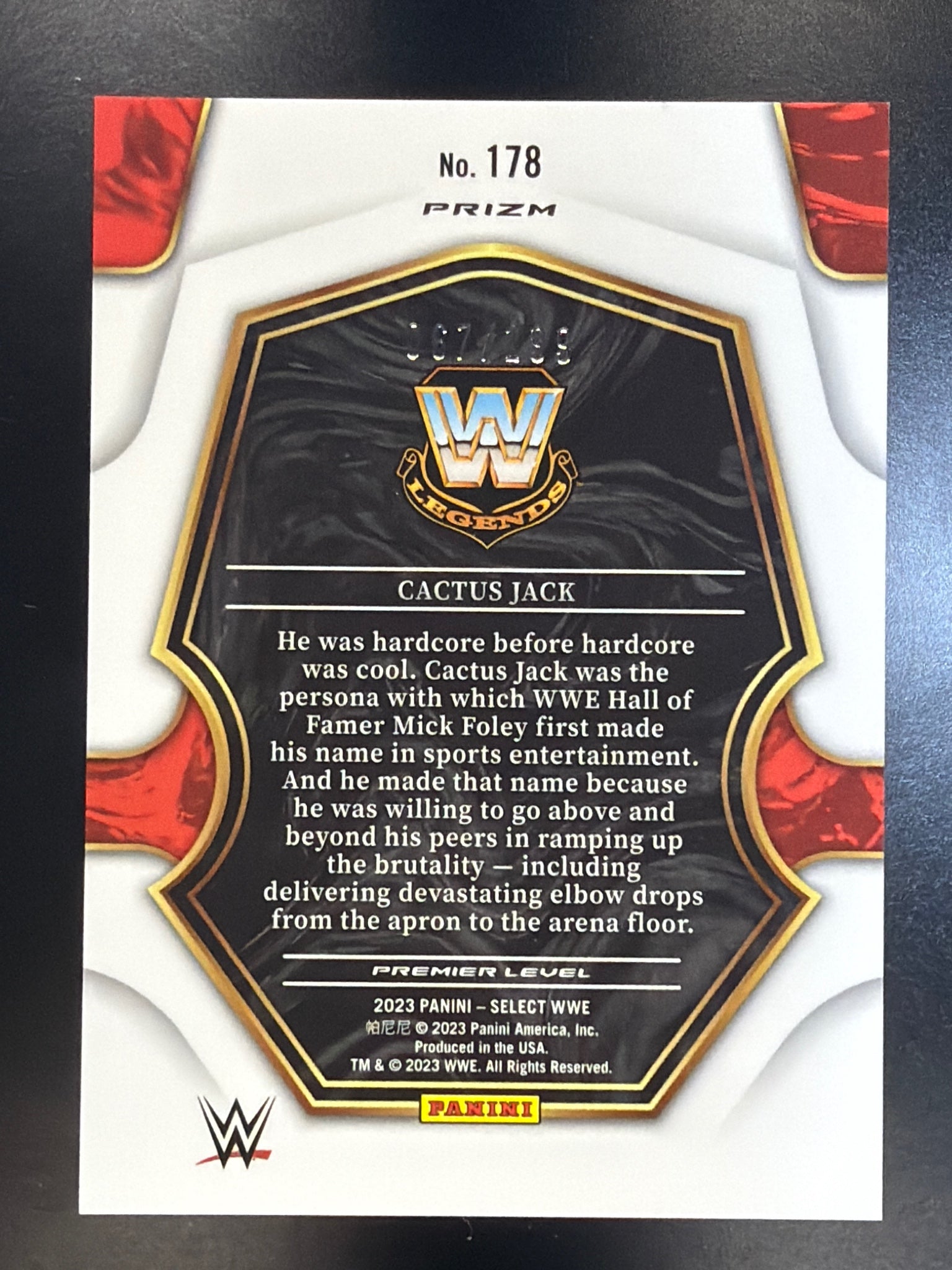 2023 Panini Select WWE #178 Cactus Jack Blue Prizms #/199
