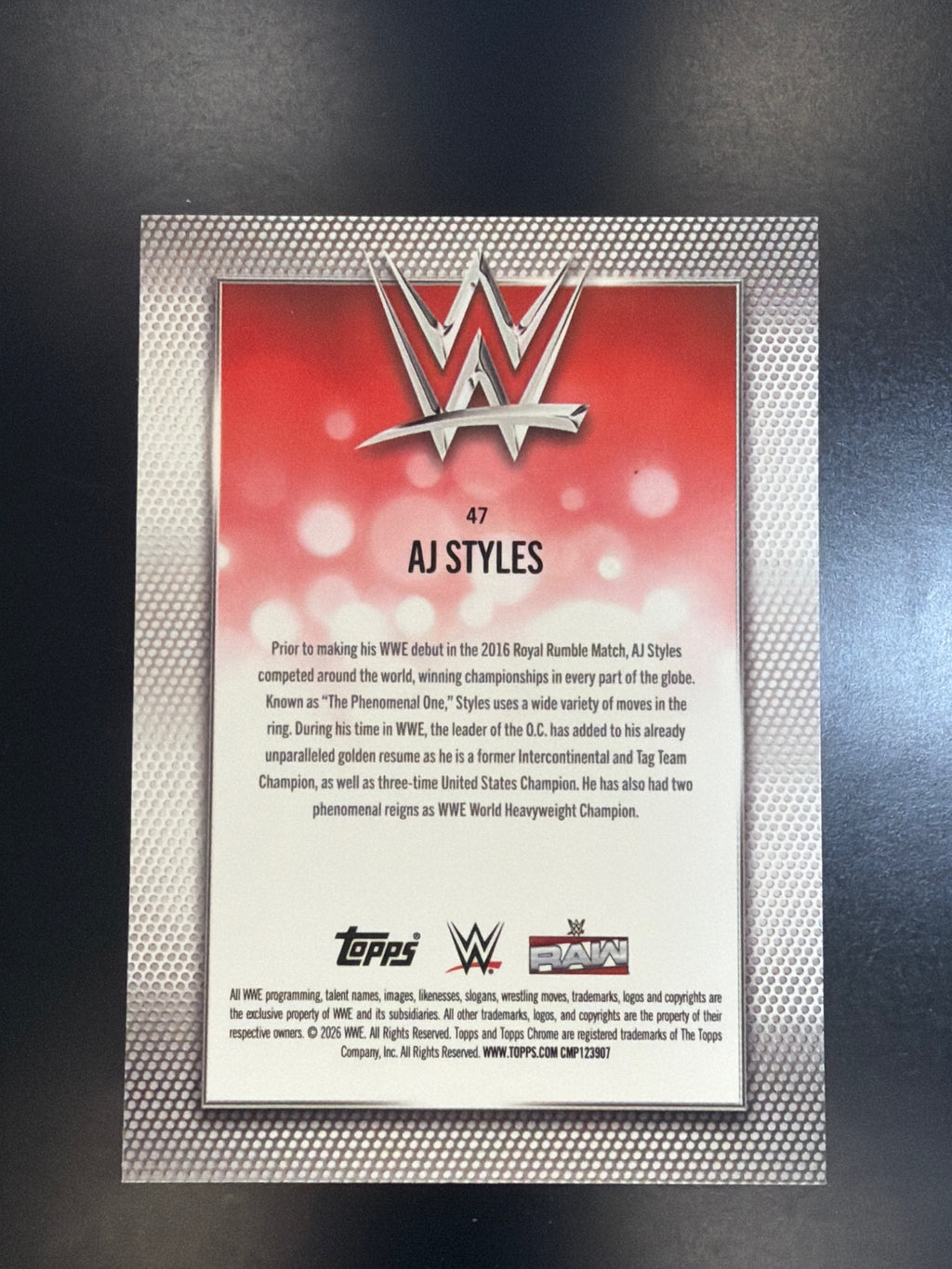 2026 Topps Chrome WWE #47 AJ Styles Negative Refractor