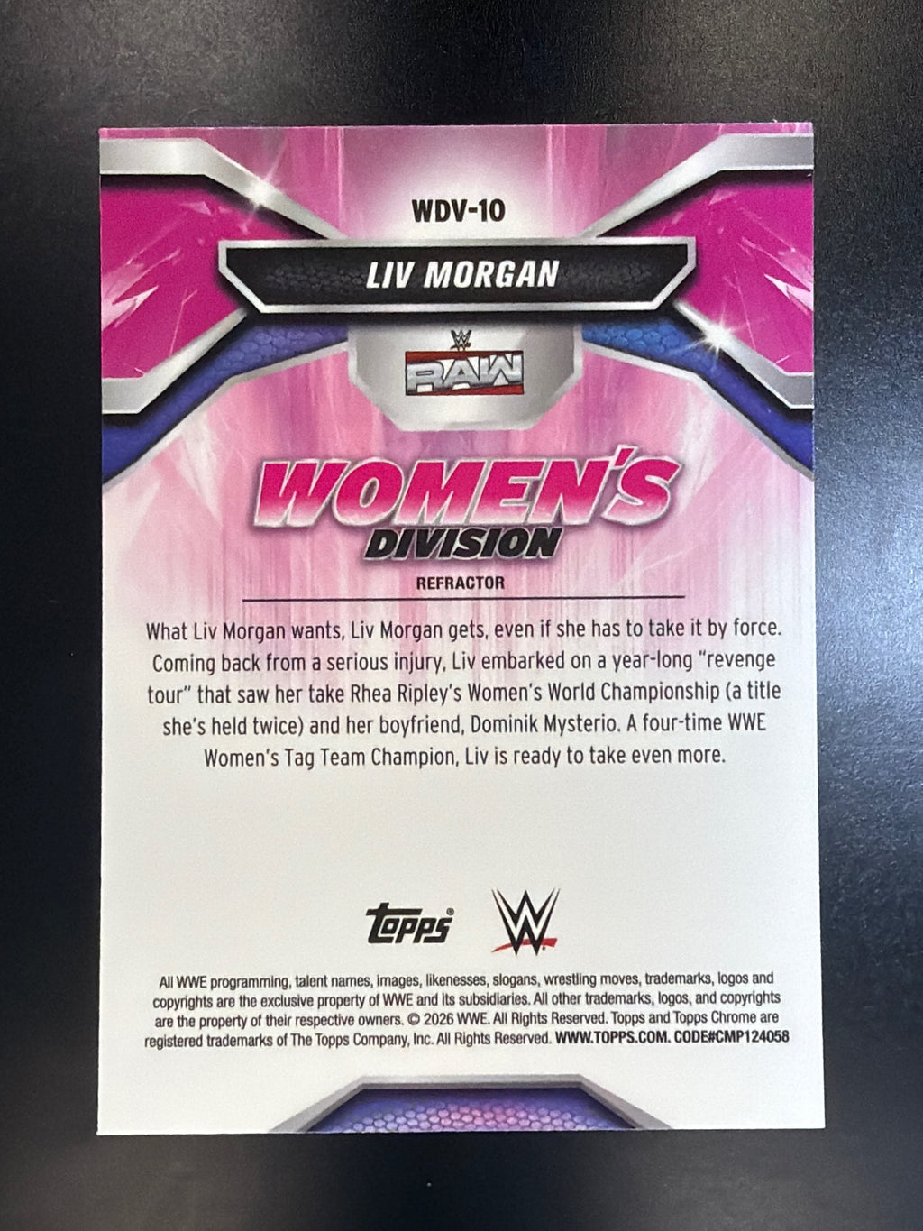 2026 Topps Chrome WWE #WDV-10 Liv Morgan Women's Division Refractor
