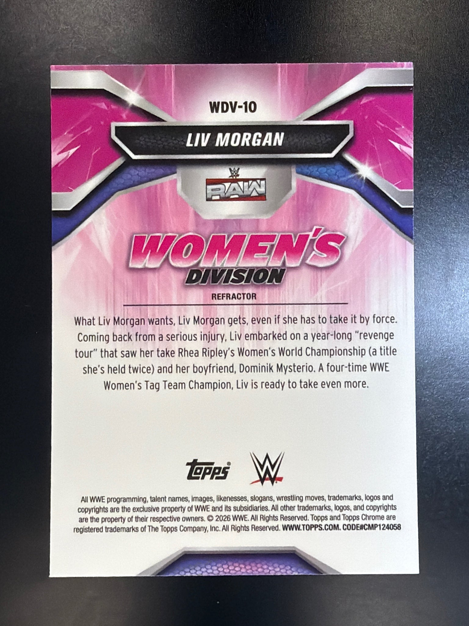 2026 Topps Chrome WWE #WDV-10 Liv Morgan Women's Division Refractor