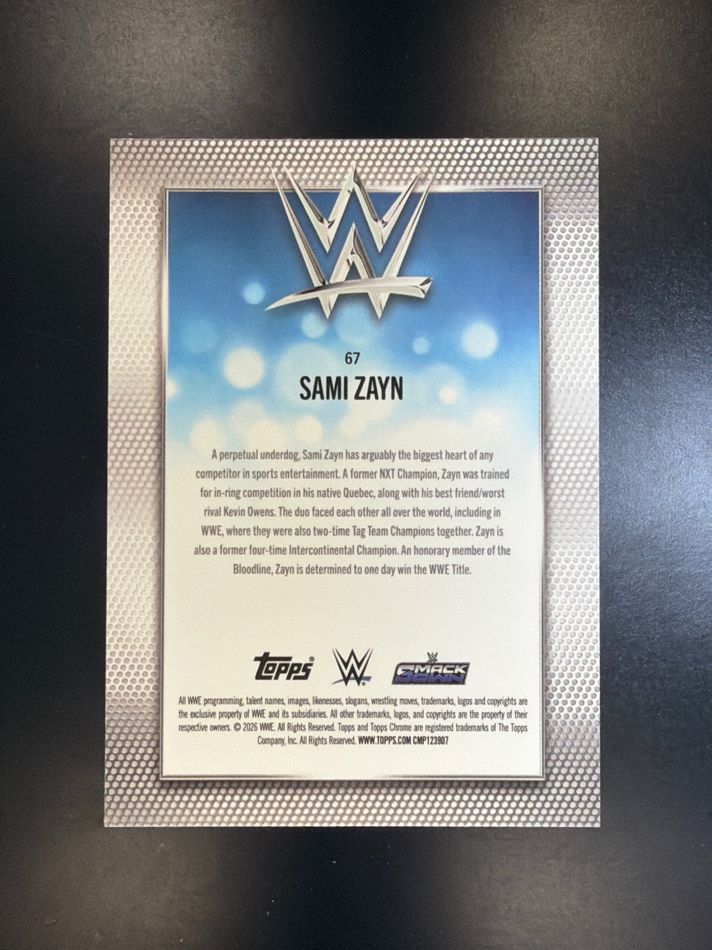 2026 Topps Chrome WWE #67 Sami Zayn Negative Refractor